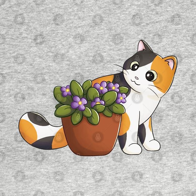 Calico Cat With Flower by Meowrye